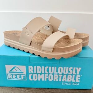 Reef Cushion Vista Hi Double Strap Sandals Arch Support Vegan Leather Oasis Duo
